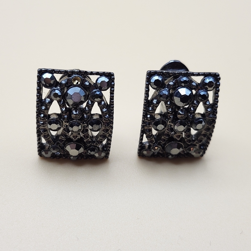 Vintage monet marcasite Clip Earrings